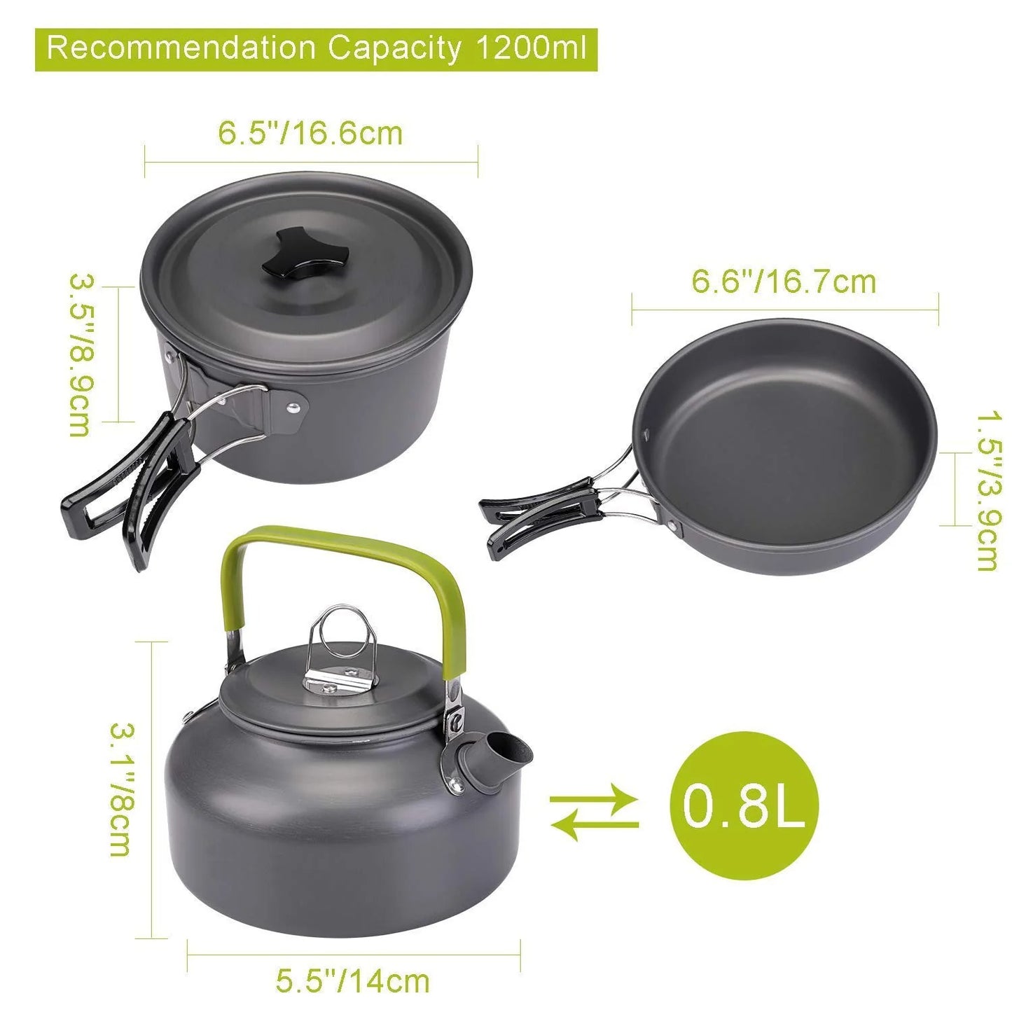 CoreForceLife™Camping Durable Aluminum pot 2-3 person set